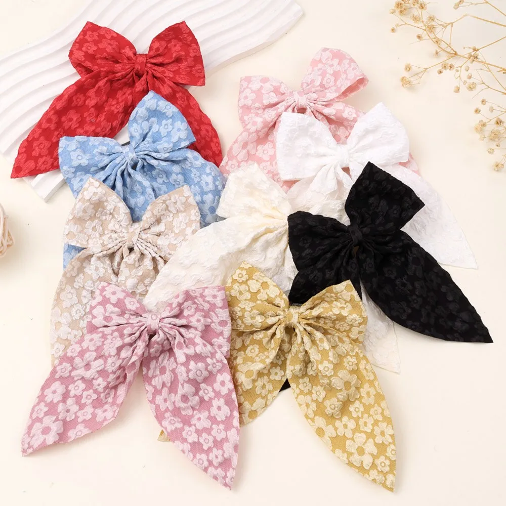 50 ピース/ロット花刺繍弓ヘアクリップ寓話弓女性と女の子サイドクリップ子供クランプバレッタ女性ヘアグリップ帽子バルク