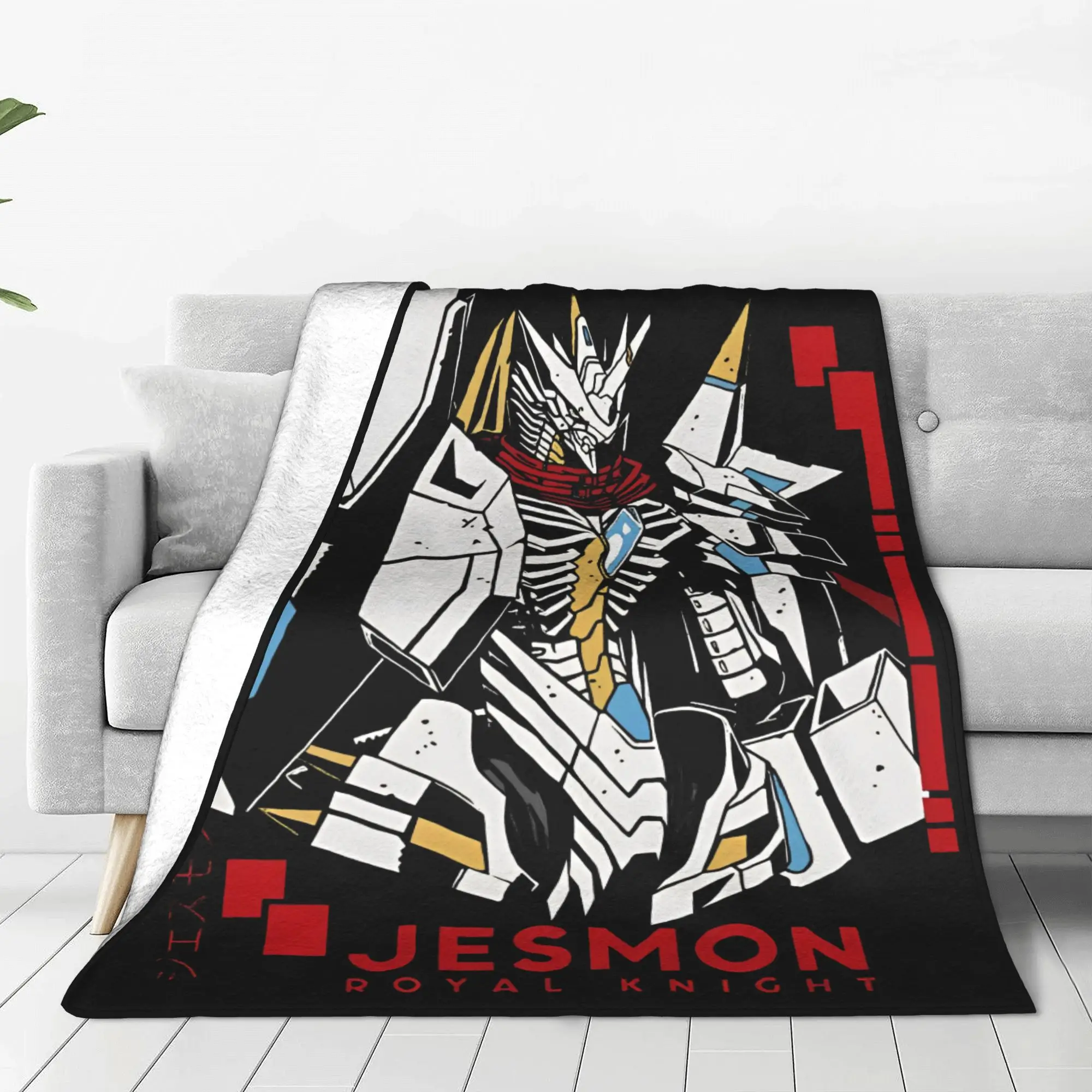 Digimon Jesmon Royal Knight Flannel Blankets  Funny Throw Blanket for Home Hotel Sofa  125*100cm Plush Thin Quilt