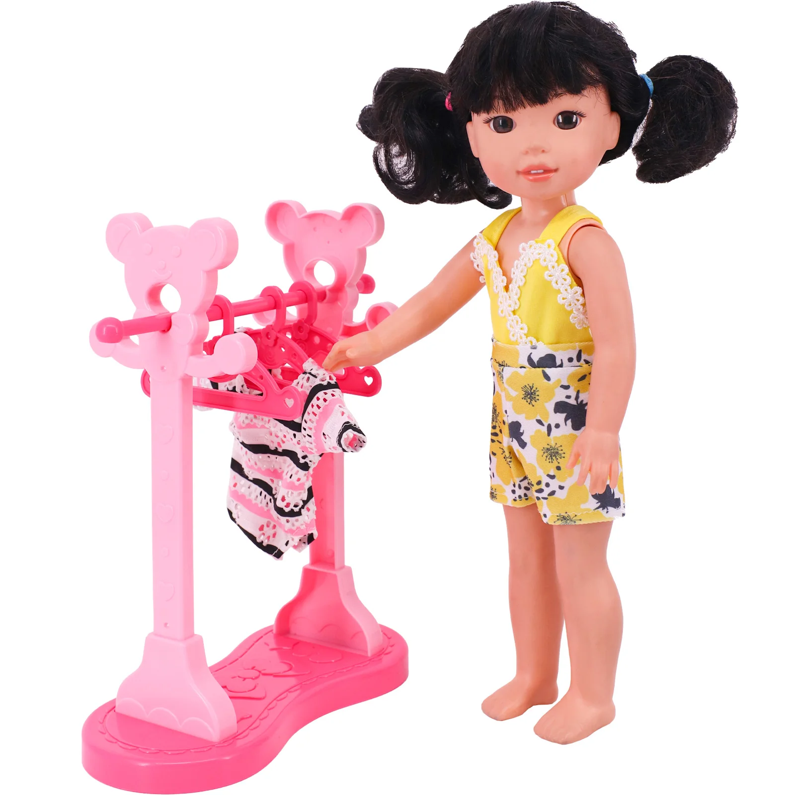 14.5Inch Dolls Clothes&Clothes Pole Cute Dress Casual Daily Hang Clothes For 32-34Cm Paola Reina Doll Accessories Girl Toy Gifts