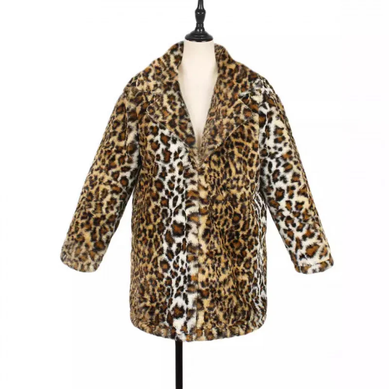 2025long europeu americano terno colarinho leopardo impressão feminino casaco casual outono e inverno