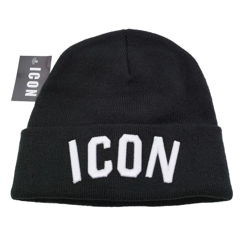 

Wholesale ICON Brand Skull Embroidery Skullies & Beanies Men And Women Outdoor Thickening Ski Sports Knitted Hat Women's Winter