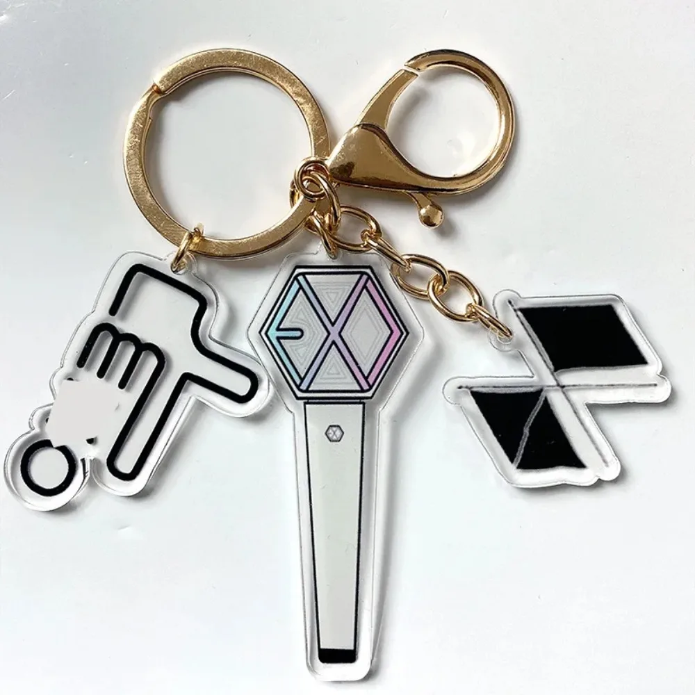 Kpop Idol Groep Lightstick Sleutelhanger Mini Licht Stick Lamp Hanger Sleutelhanger Fans Collectie Giften Auto Sleutel Sieraden Sleutelhanger