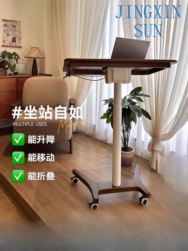Movable lifting table Solid wood computer table Bedside Folding desk Study table Desk Standing workbench