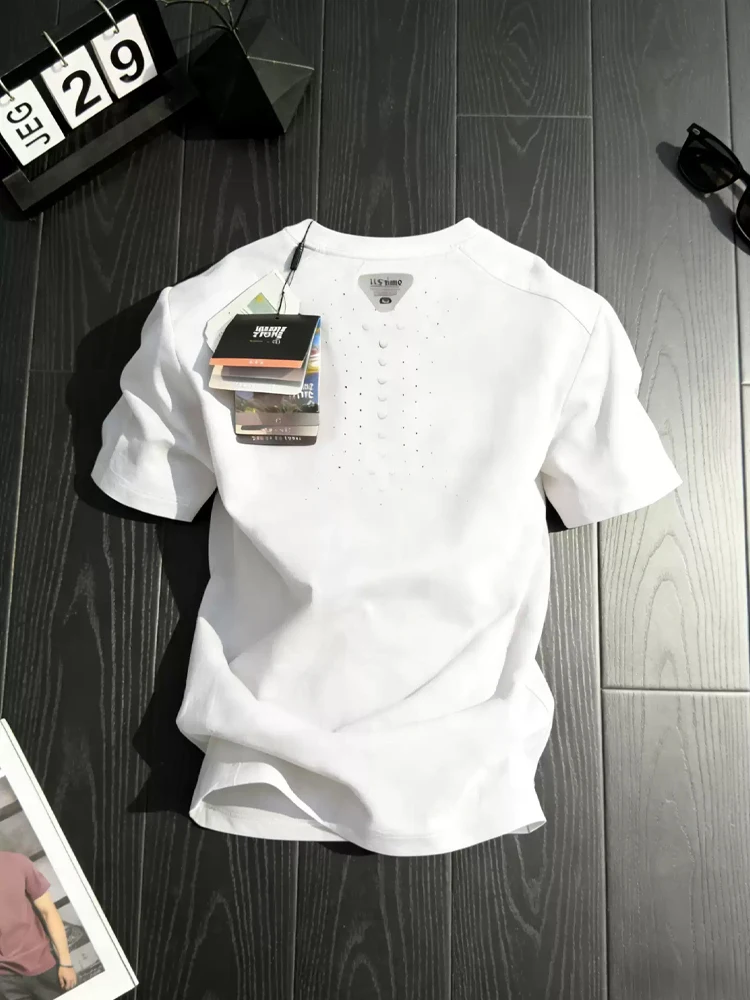 Pink Dragon Scale Quick Dry Men's T-Shirt Summer Outdoor Badminton Cycling Shortsleeve American Fitness Half Sleeve Top