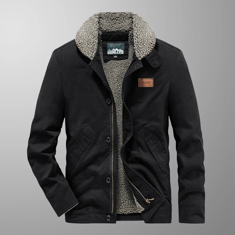 

Men's Vintage Thick Warm Winter Coat Pure Cotton Casual Workwear Jacket American Retro Cotton Parkas Cashmere Liner Jacket