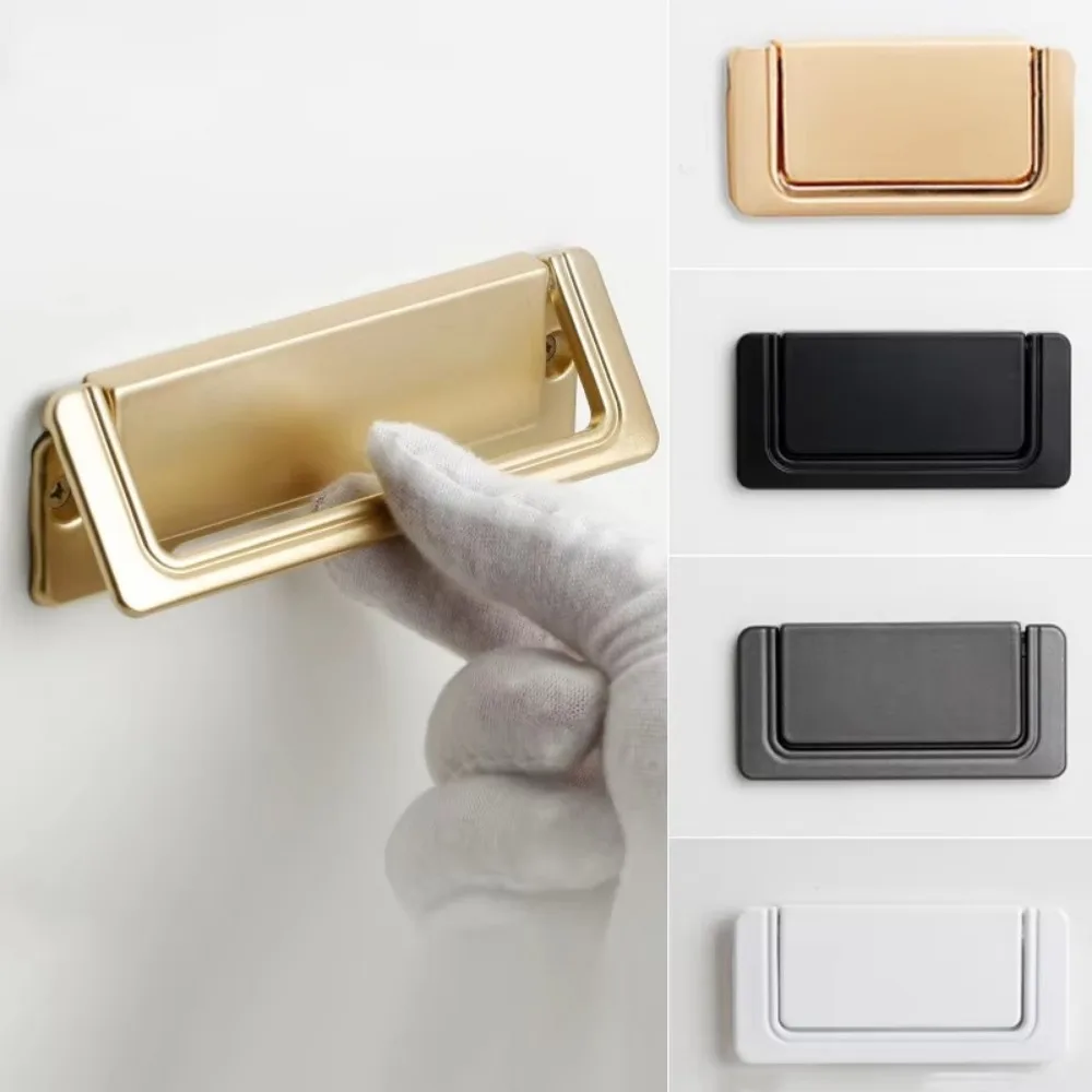 

Aluminum Alloy Drawer Cabinet Handle Invisible Folding Pulls Cabinets Closets Handle Flat Concealed Buckle