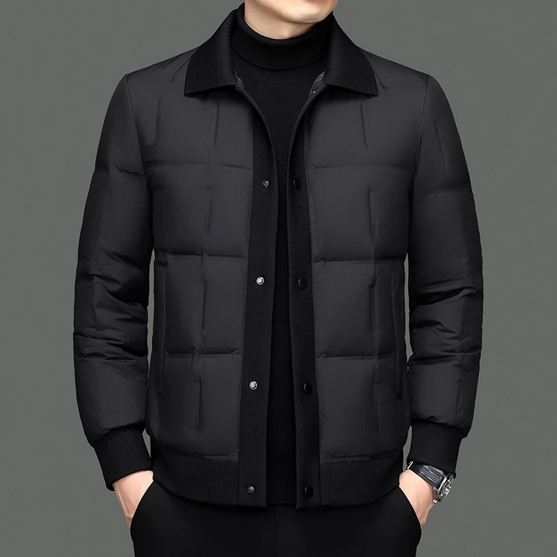 

2025 Autumn Winter Down Jacket Men White Duck Down Coat Fashion Business Casual Warm Jacket Turn Down Collar Outerwear Men