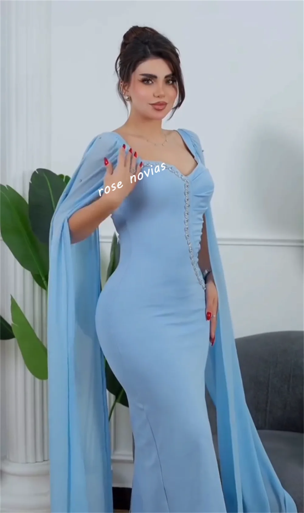 Robe de soirée formelle personnalisée avec strass, charmante robe mi-longue droite, sur mesure, élégante, fête de mariage, haute qualité