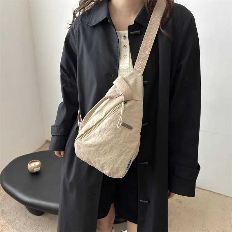 Casual Sports Women's Nylon Shoulder Bags Lightweight Portable Men's Phone Crossbody Chest Bag Simple Female Purse Handbags