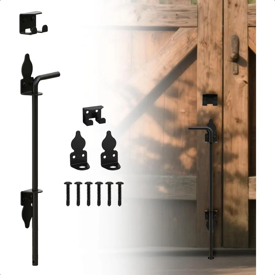 مسامير قصب شديدة التحمل مقاس 24 بوصة للبوابات مع مسحوق أسود مقاوم للصدأ، قضيب قطرة لبوابات أسوار الفينيل الخشبية والبلاستيكية