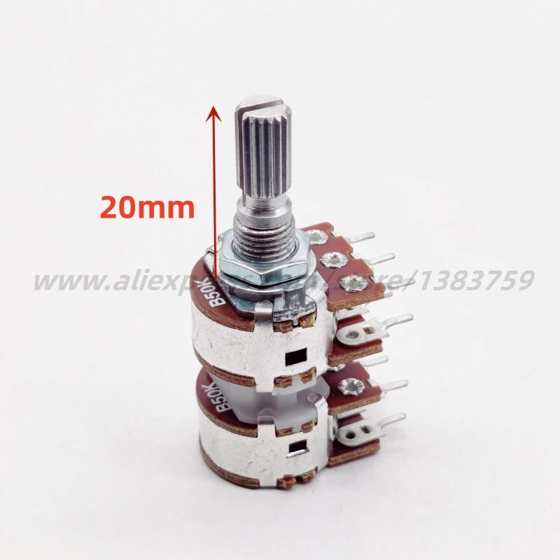 2PCS 148 Six Link Potentiometer B50K Power Amplifier Audio Six Channel B50K*6 Volume Potentiometer Shaft Length 20mm 12-Pins