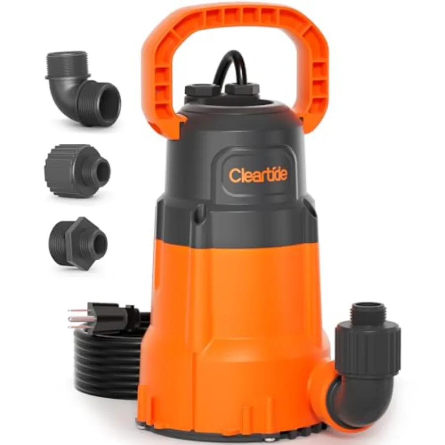 

Submersible Utility Water Pump for pool, flooded basement, hot tub, pond garden draining; thermoplastic body; black; 8160 LPH h