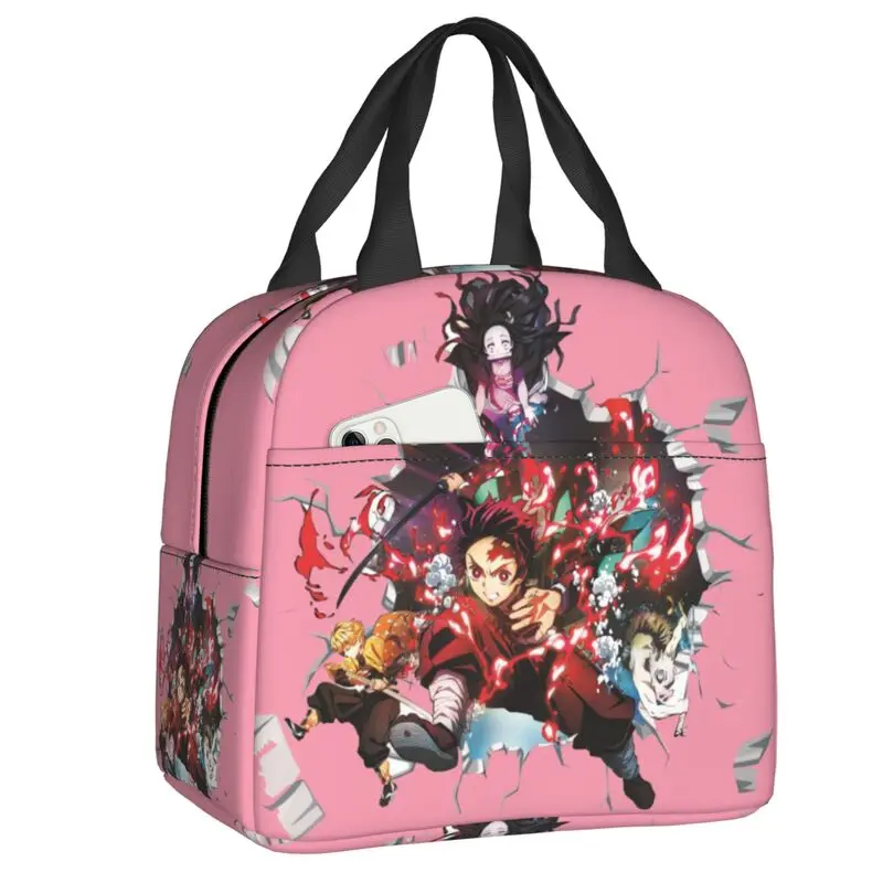 

Custom Demones S-Slayer Insulated Lunch Bags for Work School Portable Cooler Thermal Lunch Box Women Children