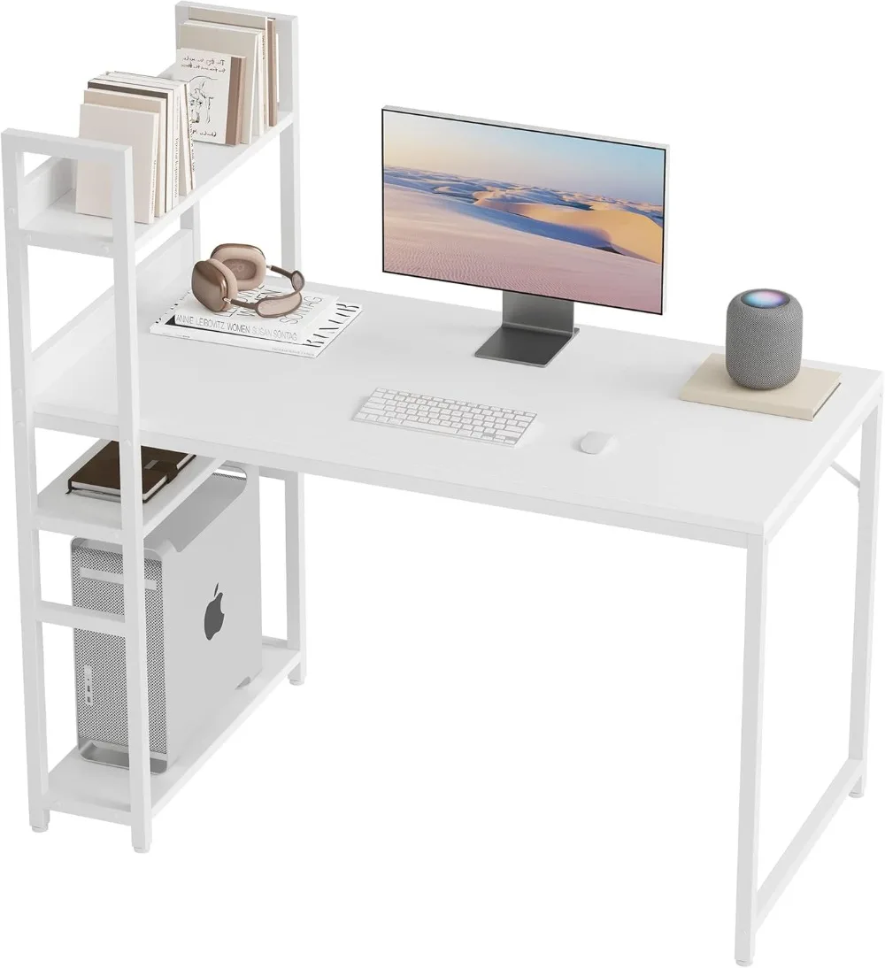 

CubiCubi Computer Desk 40 Inch with Storage Shelves Study Writing Table for Home Office,Modern Simple Style, White