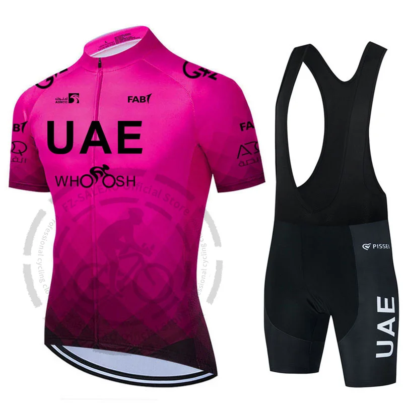 Uae Team Cycling Jersey Set Men Summer Fluorescent Green Bike Set MTB Ropa Ciclismo Short Sleeve Bicycle Shirts Maillot Clothing