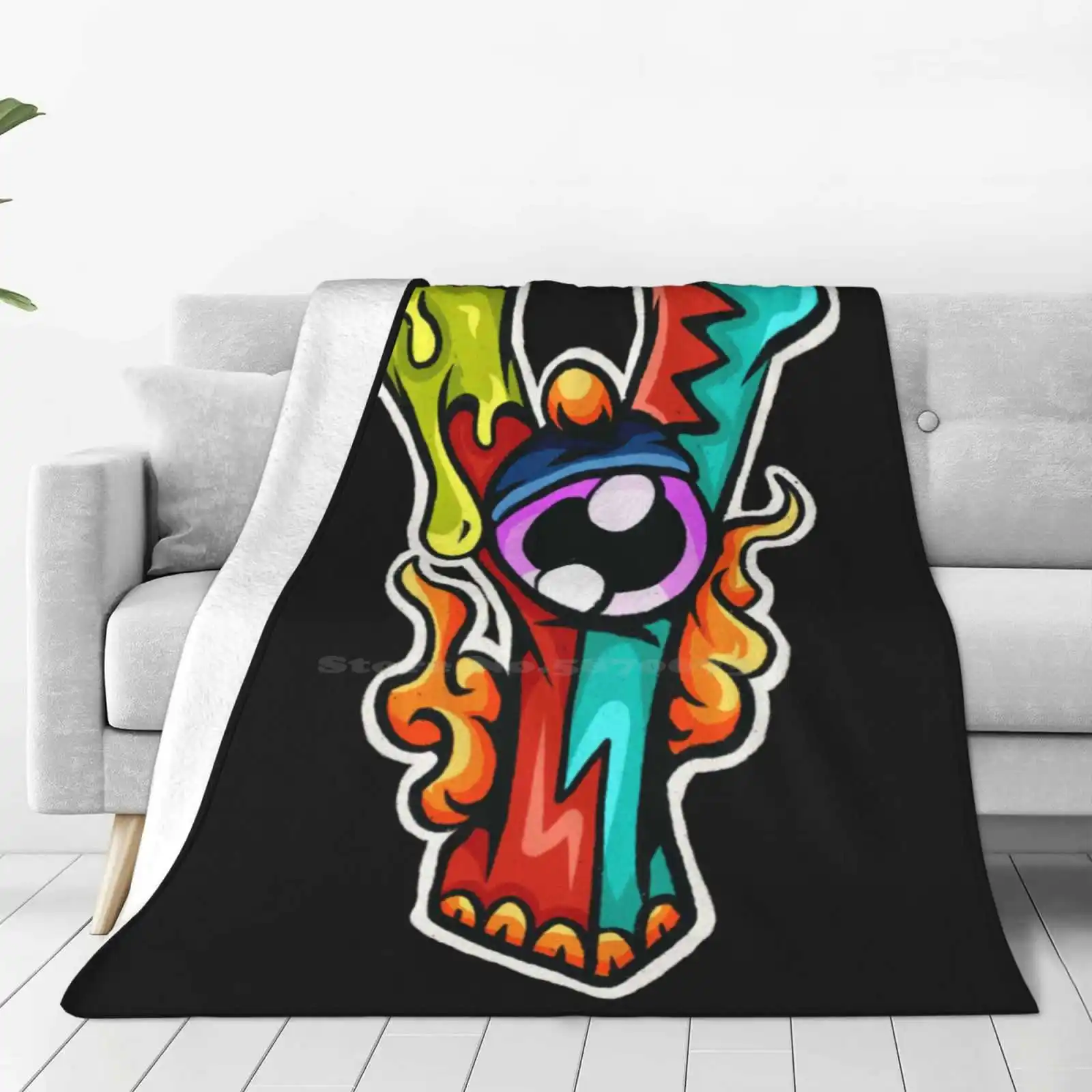 Y Four Seasons Comfortable Warm Soft Throw Blanket Alvabet Font Monster Holiday Hallowen Cute Kid