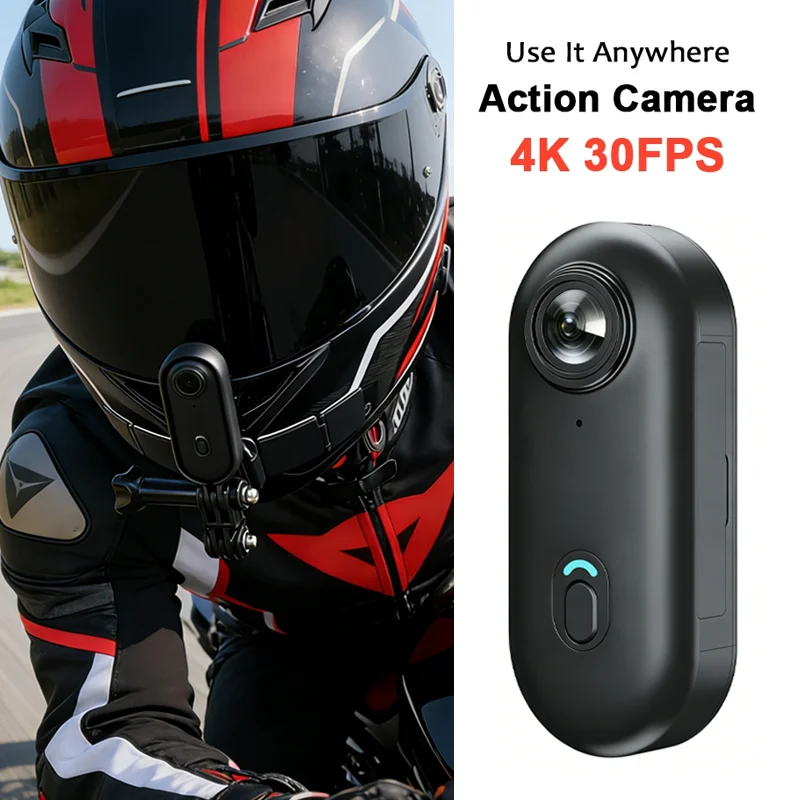 4K UHD Motorrad Mini-Actionkamera Body POV Magnetisch 30M Wasserdicht 2.4G WiFi Kleine Action-Video-Vlogging-Kamera Helm Fahrrad