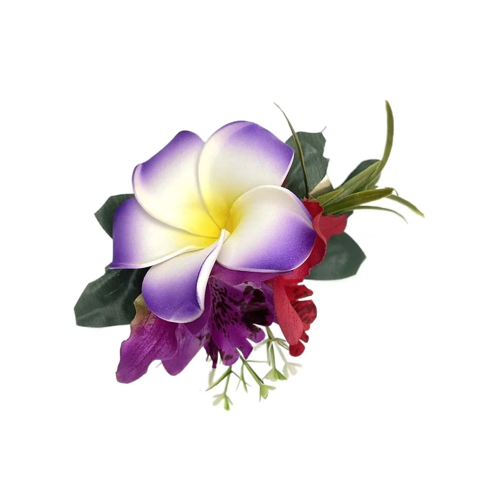 إكسسوارات الشعر النسائية البيض الحلو زهرة الجانب كليب التايلاندية نمط القماش فرانجيبان مشبك شعر سبيكة اللؤلؤ الفتيات دبوس الشعر الصيف