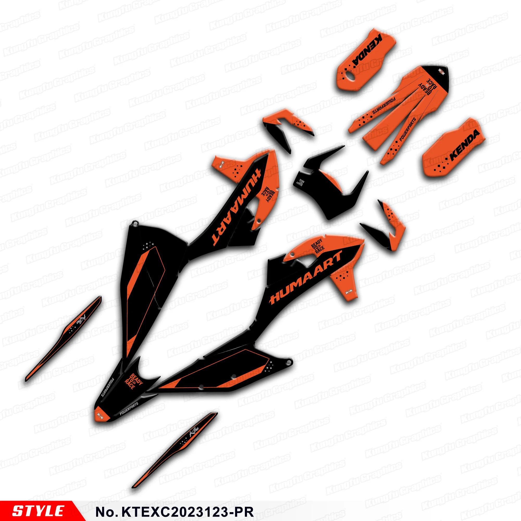 Racing Graphics Adhesive Decals for KTM EXC EXC-F XC-W XCF-W 150 300 500 SXF XC-F 125 250 450 19-23, KTEXC2023123-PR