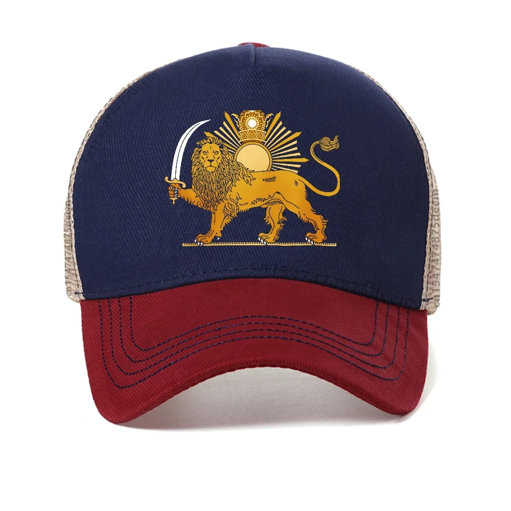 

Regal Persian Golden Lion with Sun Crown and Scimitar Majestic Heritage Graphic mesh baseball cap Iranian Pride Men sun hat