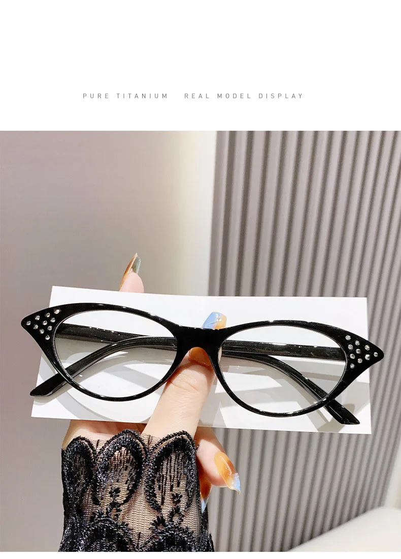 Neue Lesebrille Mann Frau Cat Eye Strass Leser Unisex Mode Blockieren Blau Licht Brillen Bunte Brillen – Detail 7
