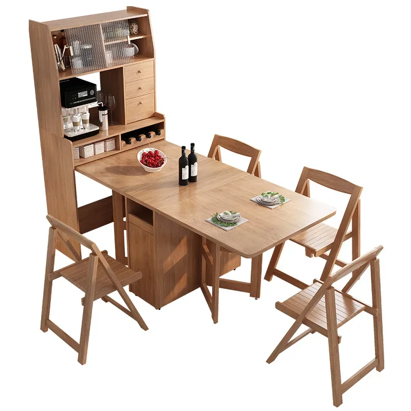 

All-in-one multi-function, foldable and retractable, small household Japanese-style solid wood table
