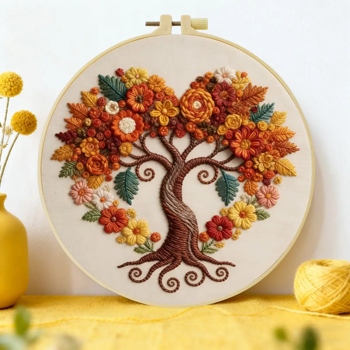 1 Stück 20X20CM/15X15CM 7,87/6,3 Zoll Baum des Lebens Stickerei Starter-Kit DIY-Kit DIY-Stickerei-Set für Anfänger – Detail 1
