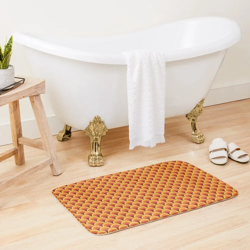 

Orange Wave Gradient Retro Pattern Bath Mat Carpets For The Bathroom DoorEntrance Door Mat