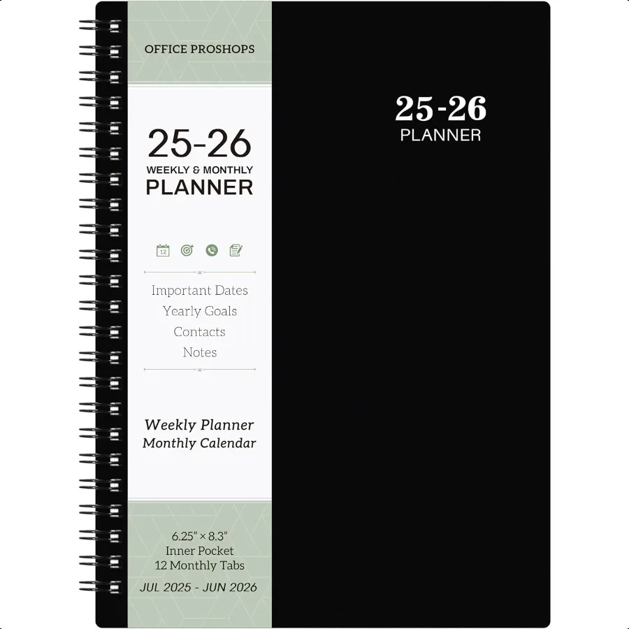 

20252026 Jul 2025 Jun 2026 Weekly and Monthly 6.3 × 8.4 Calendar 20252026 Notes Thick Paper Back Pocket Twinwire Binding