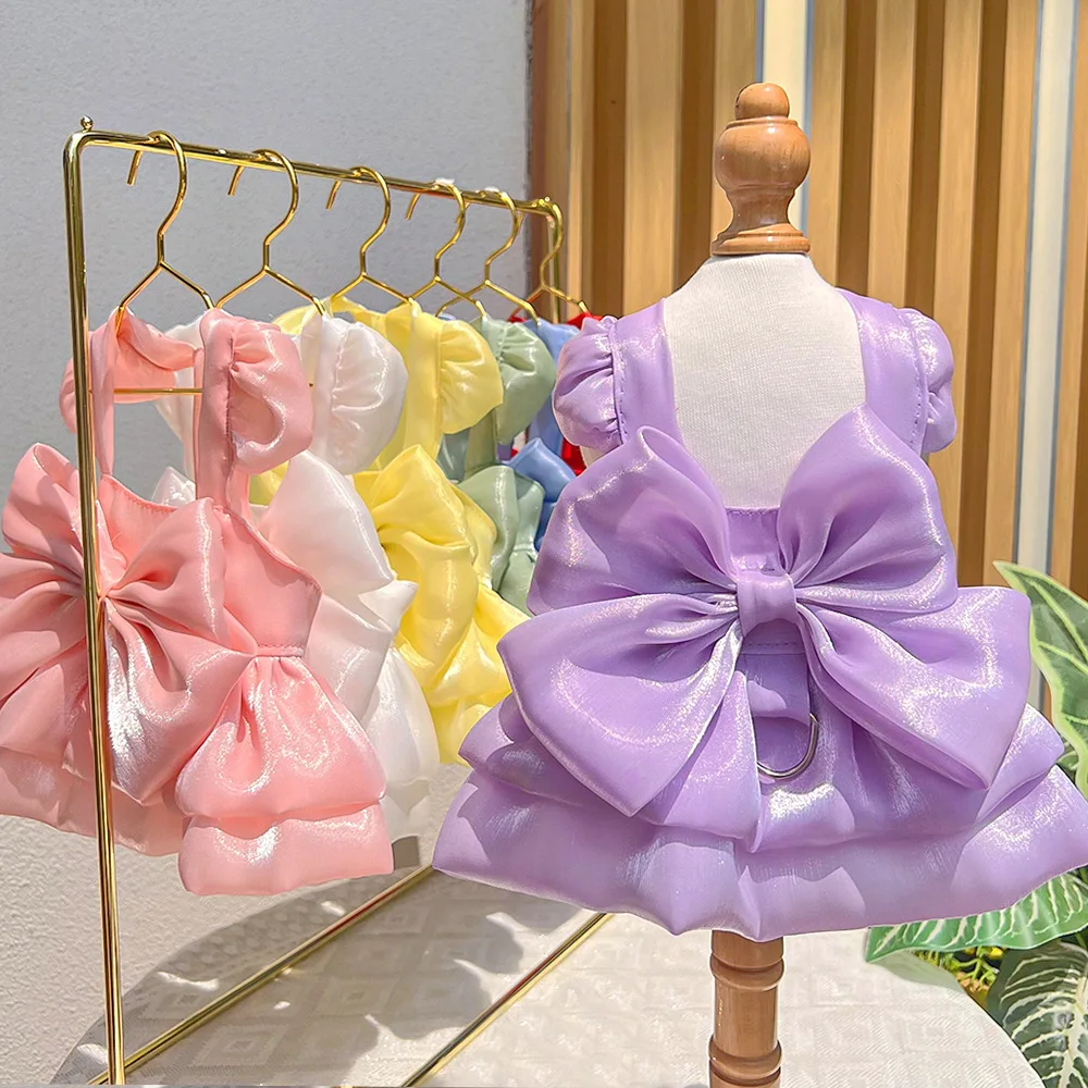 Vestidos de Color Sólido para Perros y Gatos con Anillo en D para Perros Pequeños, Chihuahua, Pomerania, Cachorros, Ropa de Verano para Mascotas, Vestidos para Perritas