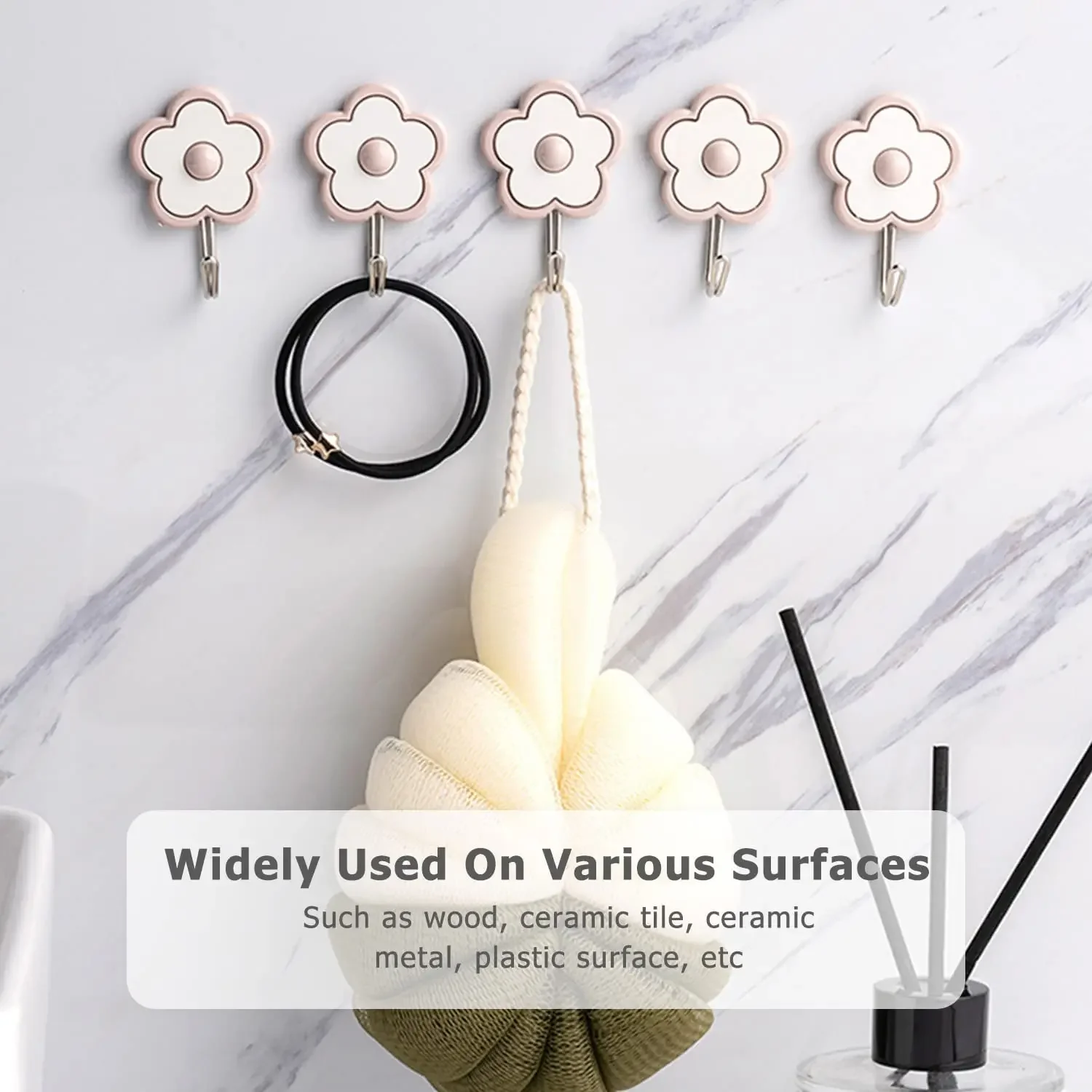 Cute Flower Utility Hooks Heavy Duty Waterproof Hanging for Key Wall-Mounted Kitchen Bathroom Ceiling Or Office Windows Hangers