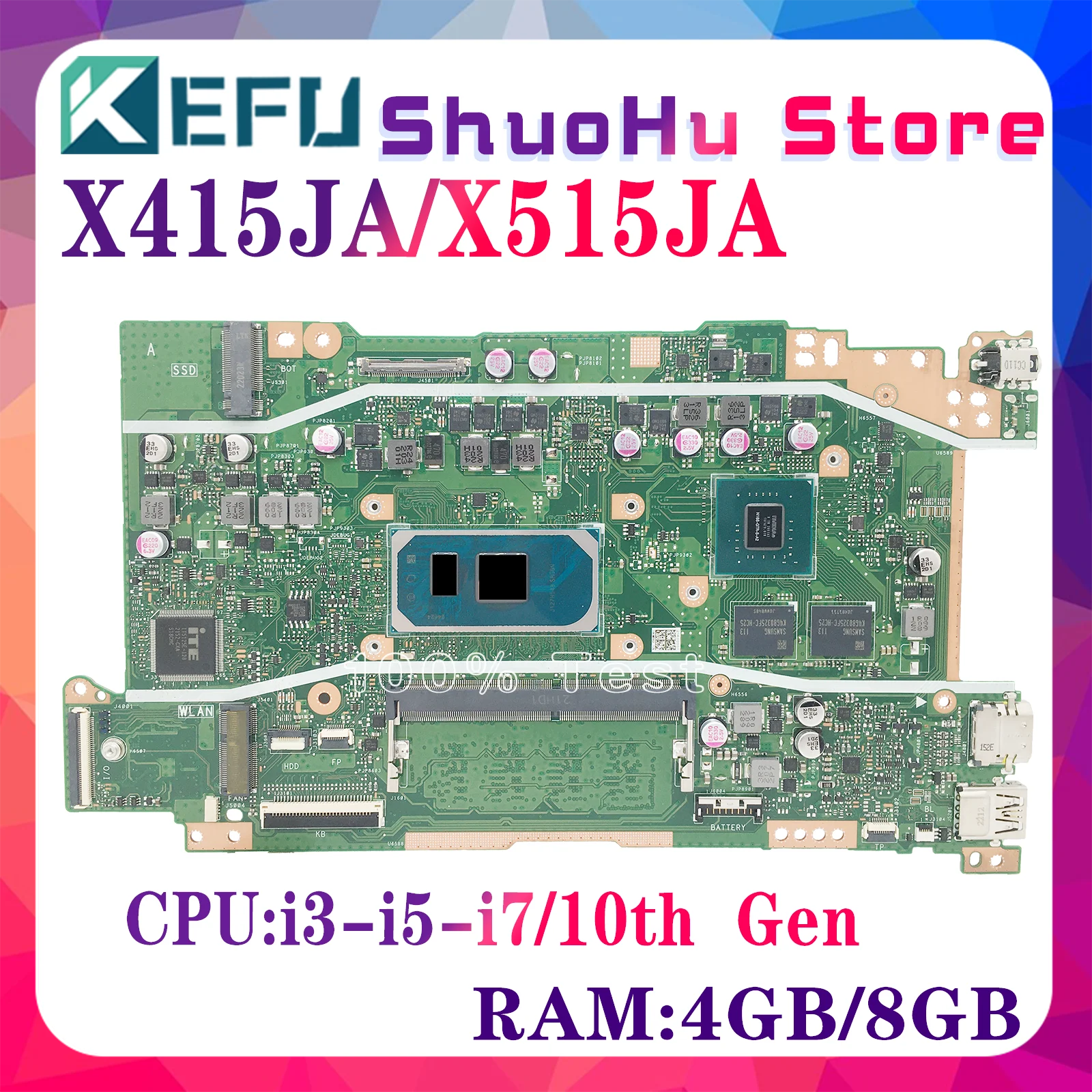 KEFU X415JA X515JA Материнская плата X515JP X515JF X515JAB X515 X515J X415J X415JP X415JF V5200JA Материнская плата для ноутбука I3 I5 I7 10-го поколения