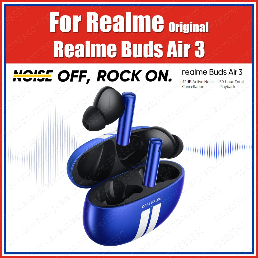 42dB ANC Original Realme Buds Air 3 TWS Earbuds AAC SBC Wireless Bluetooth Earphones Sport Headset Active Noise Cancellation