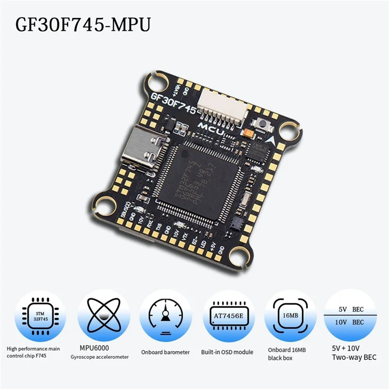 AA60-F745 Pengendali Penerbangan GF30F745-ICM FPV FC Dual BEC Onboard Barometer OSD untuk RC FPV Drone