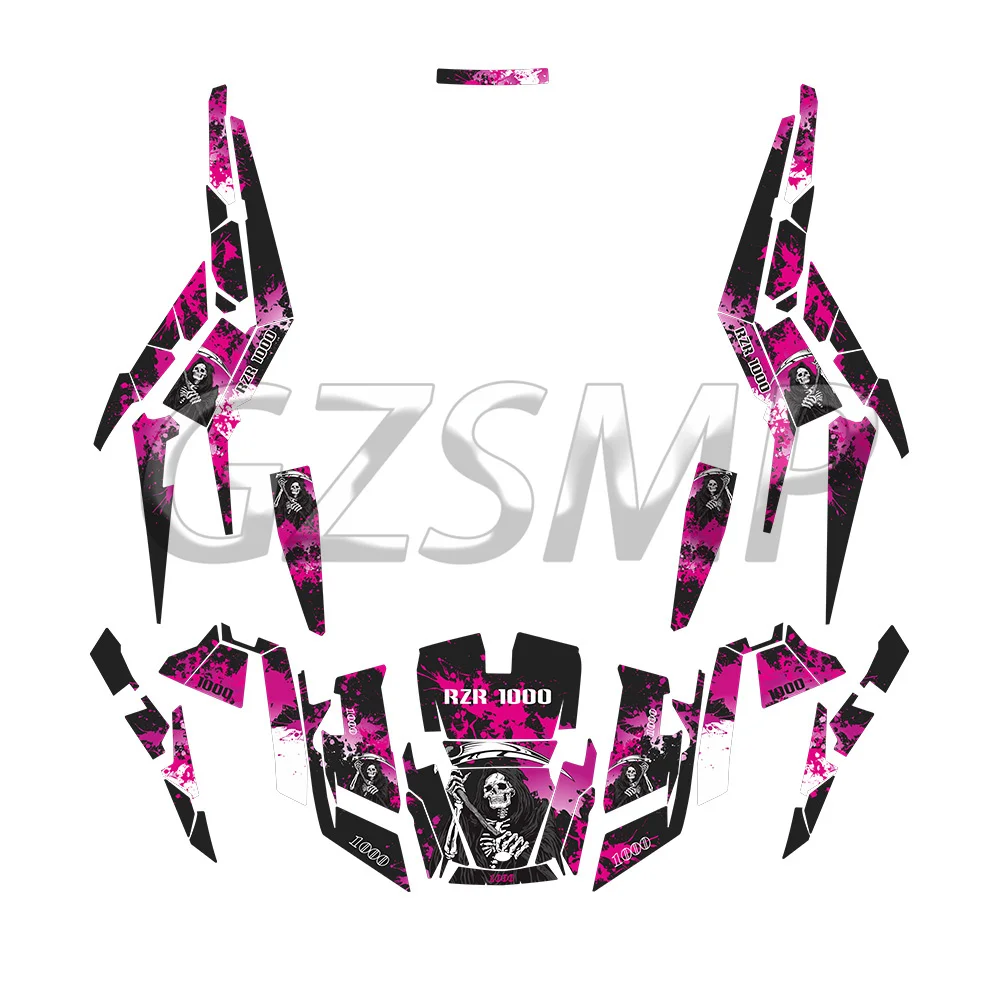 Fit For POLARIS RZR 1000 TURBO 2014 2015 2016 2017 2018 2019 UTV Background Graphics Decals Stickers Custom Number Name 4