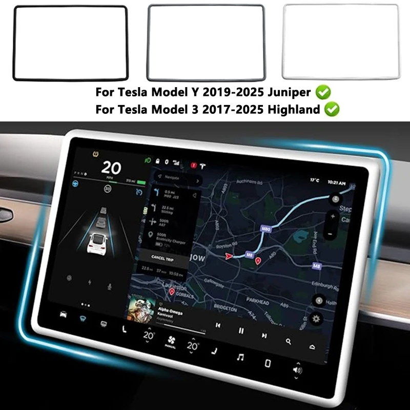 For Tesla Model Y / 3 15.4 Inch Silicone Protective Frame Edge Cover Central Control Navigation Screen Protector Car Accessories