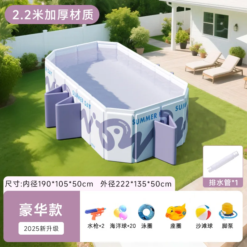 Home Children Inflation-Free Foldable Pool, Family Baby Swimming Tub, Outdoor Large Frame Pool