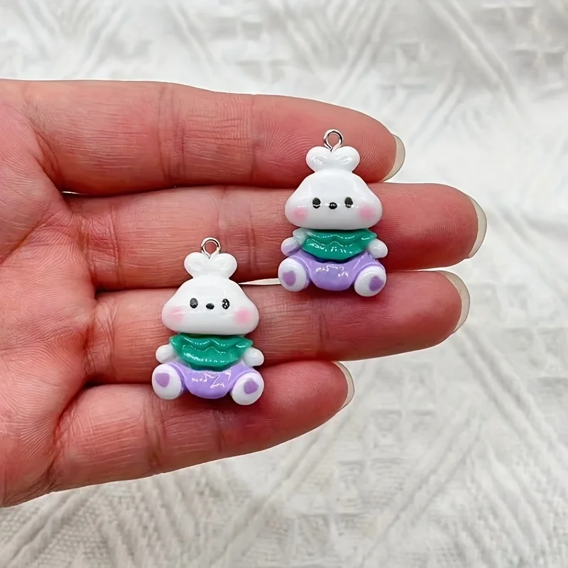 10pcs Kawaii Frog Rabbit Duck Animal Charm Resin Cute Pig Earrings Keychain Pendant, Used for DIY Jewelry Making
