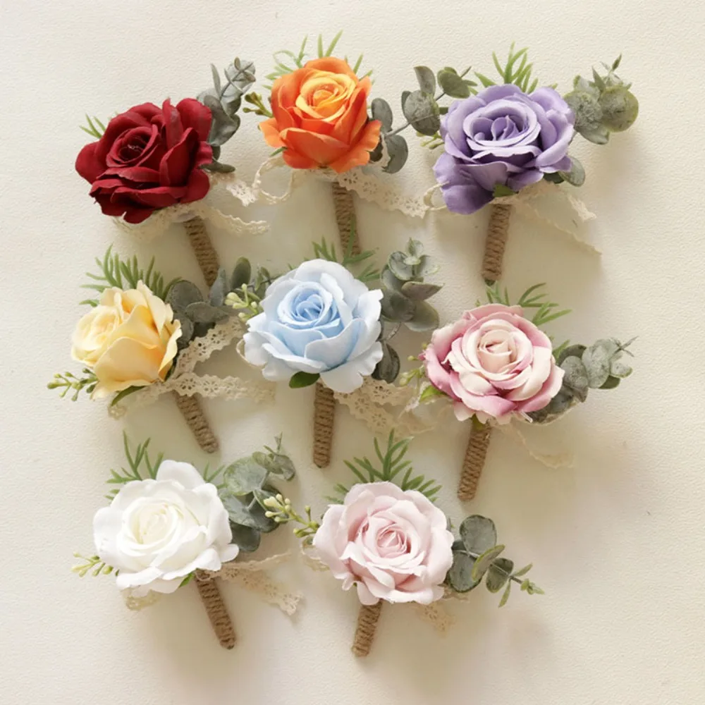 

Groom and Groomsmen Boutonniere Bride and Bridesmaid Wrist Corsage with Pearls Wedding Couple Marriage Wedding Accessories