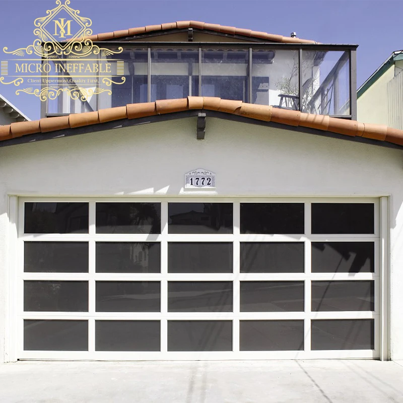 Garage Door Aluminum Luxury Design Automatic Glass Transparent Electric Garage Door With Motor