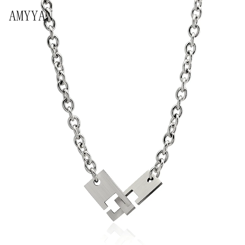 hot classic Jigsaw lock Necklaces Stainless Steel gold Chains link Necklaces Cuban Chain Necklace For Men Jewelry Gift