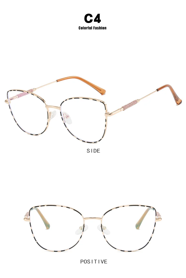 Neue Mode Marke Design Cat Eye Photochromism Rezept Lesebrille Frauen Anti Blau Licht Rahmen Klare Hyperopie Brillen – Detail 11