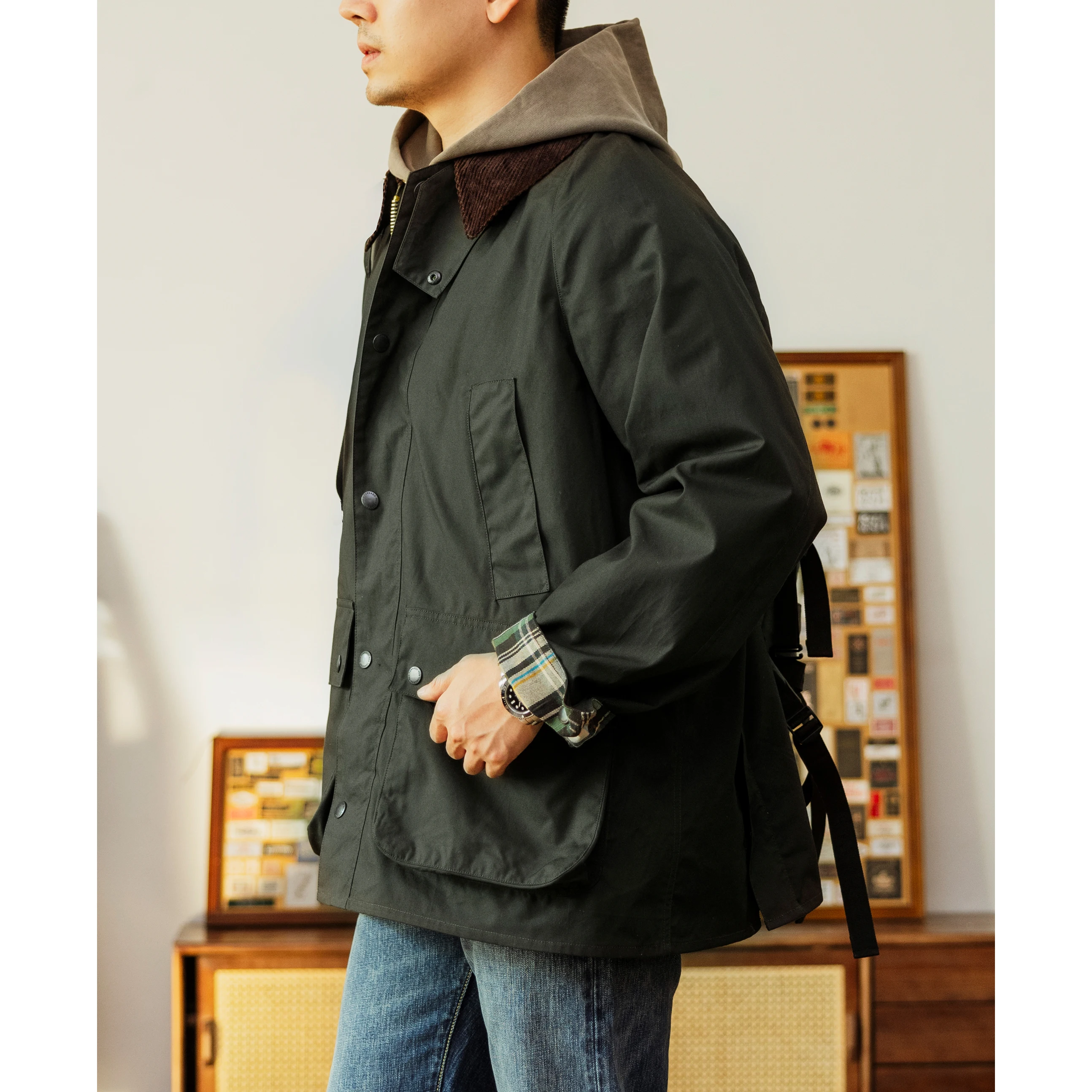 BBR-0009 Big US Size Super Quality Anti Crease Retro Waxed Canvas Cotton Stylish Water Proof Jacket