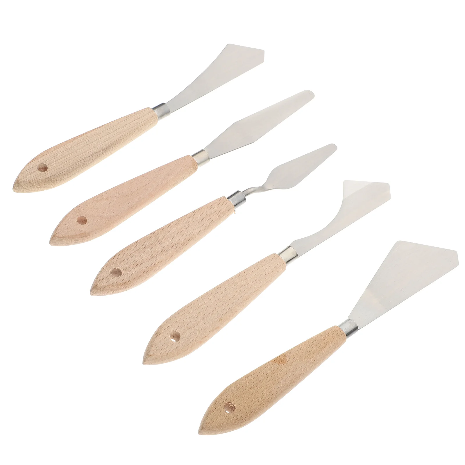 5 قطعة مجموعة ملاعق الرسم الزيتي مقبض خشبي مكشطة خلط الألوان لدهانات الأكريليك لوازم فنية أدوات الرسم