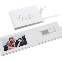 Personalized White Paper USB Case Packaging-Handmade Custom Logo Paper USB Box With Photo Window - Flash Drive Packaging