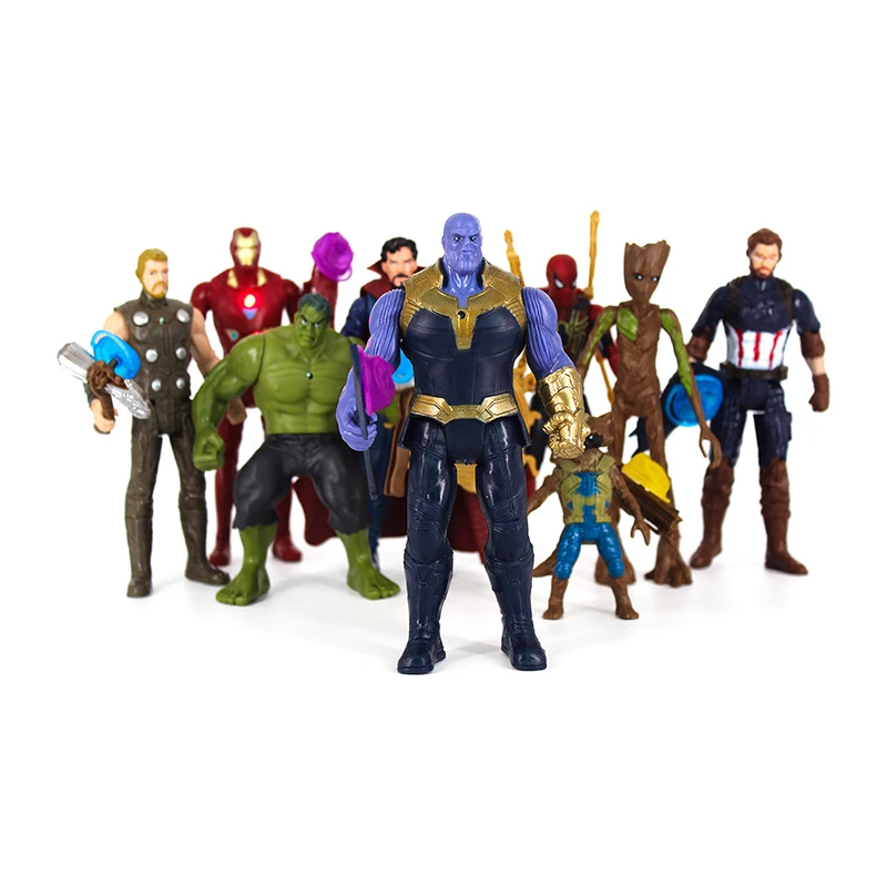 Disney Thanos Marvel Heroes Avengers Glowing Figure Captain America Thor Iron Man Hulk Spiderman Action Figure Kids Toys Model