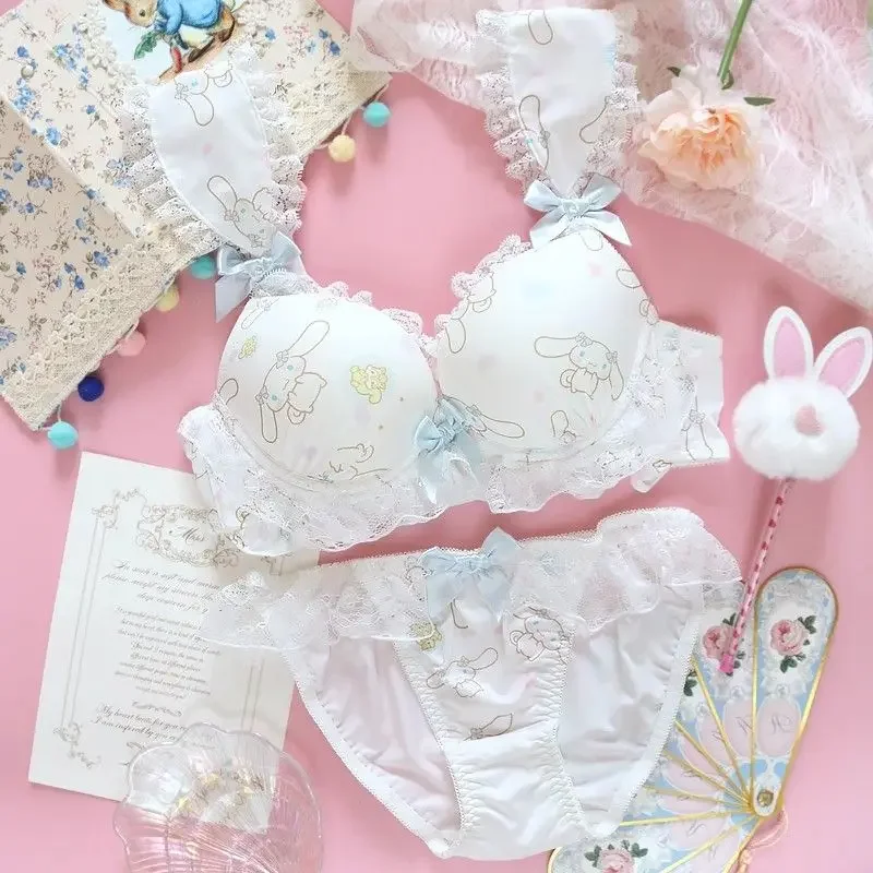 

Sanrio Kawaii Cinnamoroll Girls Lolita Underwears Anime Cartoon Creative Fashion Exquisite High Looking Skin Friendly Print Bra