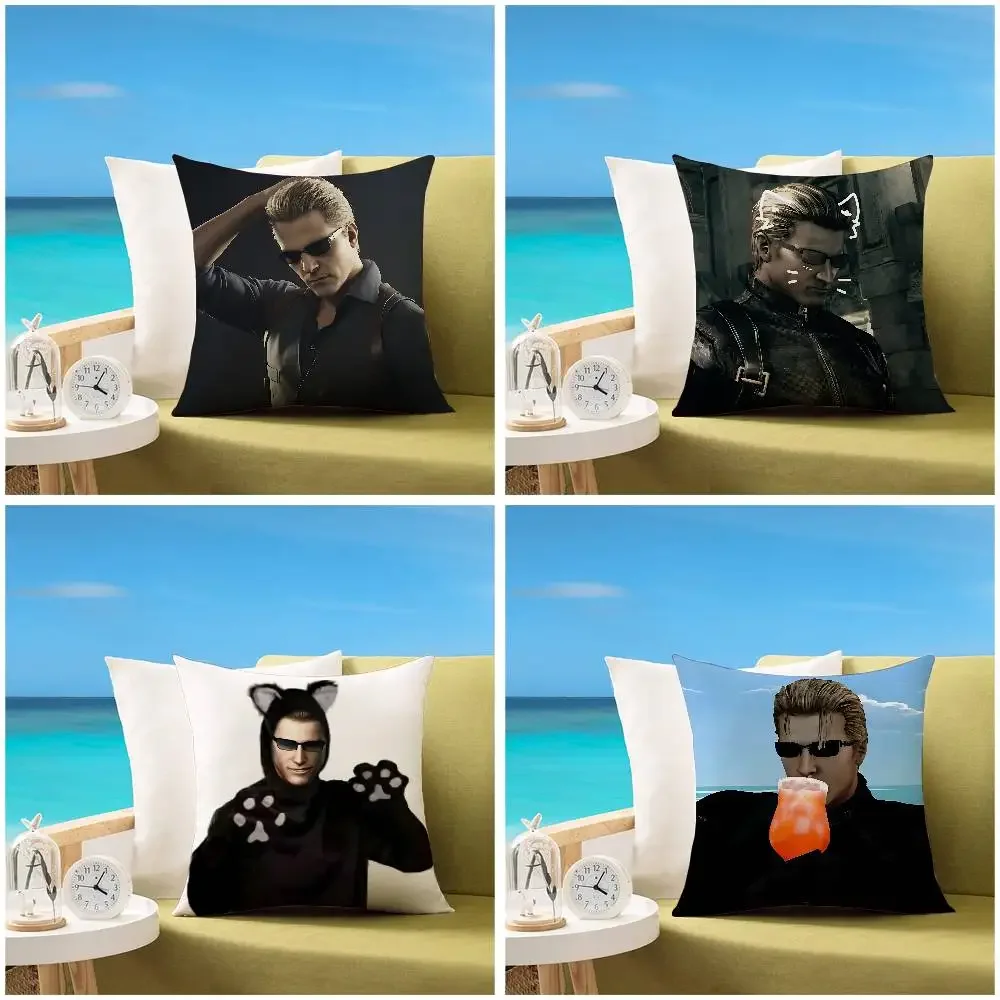 Funny A-Albert Wesker Pillow Case Sofa And Living Room Decorative Cushion Covers Dust-proof And Mite-proof Invisible Zipper