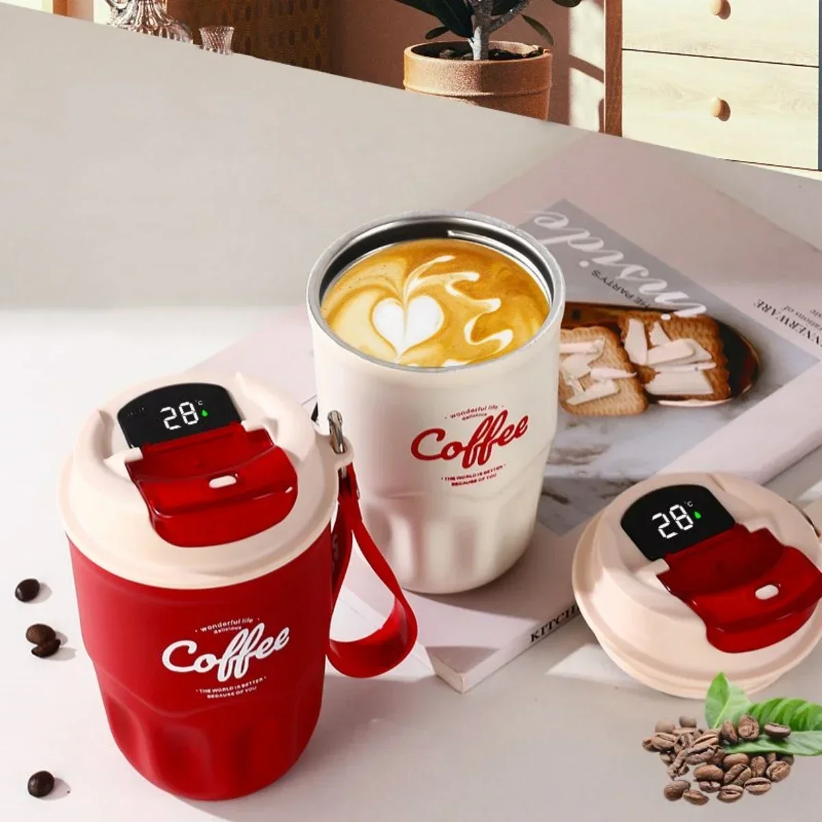 316Stainless Steel Coffee Cup Smart Digital Thermos Display Temperature Portable Trend Tumbler Student Couple Mug Christmas Gift