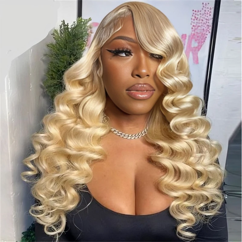 

613 Honey Blonde 13x6 Transparen Lace Front Human Hair Wigs Brazilian 200% Body Wave Colored 13x4 Lace Frontal Wig For Women